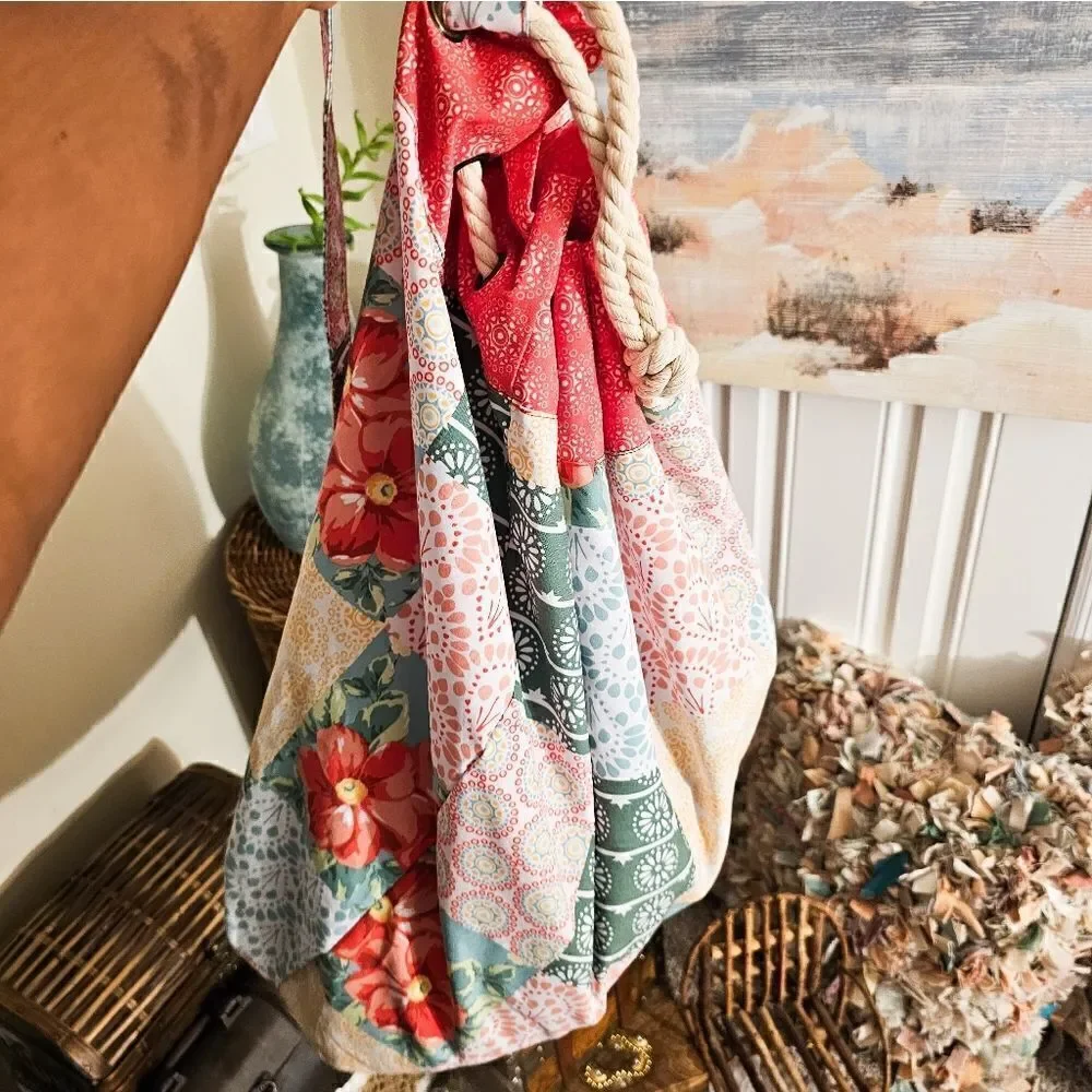 Pioneer Woman Lightweight Cottagecore Rope Closure Boho Bag